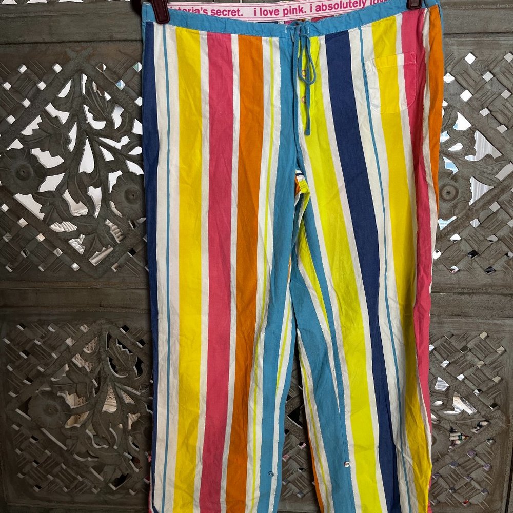 VS Victoria’s Secret Rainbow Striped Lounge / Pajama Pants, M Medium